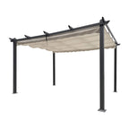 Large Outdoor Patio Pergola With Canopy & Retractable Sun Shades, Beige