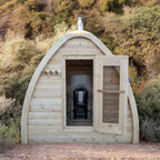 LeisureCraft CT MiniPOD Outdoor Sauna – 3-4 Person Cabin Sauna with Premium Cedar