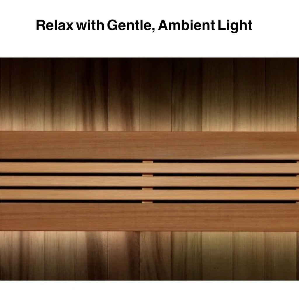 Golden Designs Savonlinna 3-Person Outdoor Traditional Sauna - Canadian Red Cedar Interior