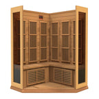 Maxxus 3-Person Corner Low EMF Far Infrared Sauna - Canadian Red Cedar Luxurious Home Wellness Oasis
