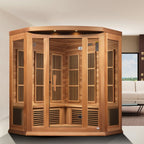 Maxxus 3-Person Corner Low EMF Far Infrared Sauna - Canadian Red Cedar Luxurious Home Wellness Oasis