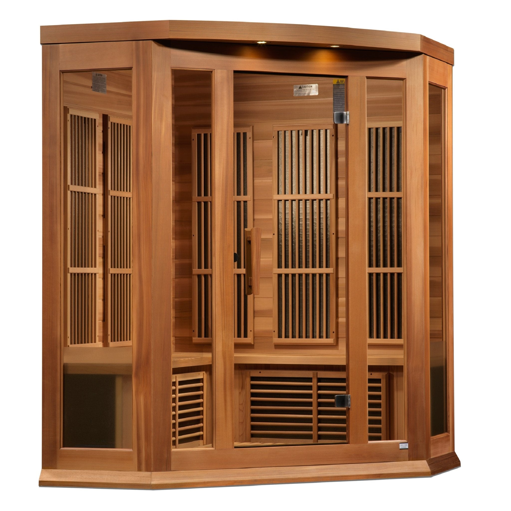 Maxxus 3-Person Corner Low EMF Far Infrared Sauna - Canadian Red Cedar Luxurious Home Wellness Oasis