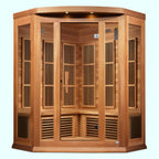 Maxxus 3-Person Corner Low EMF Far Infrared Sauna - Canadian Red Cedar Luxurious Home Wellness Oasis