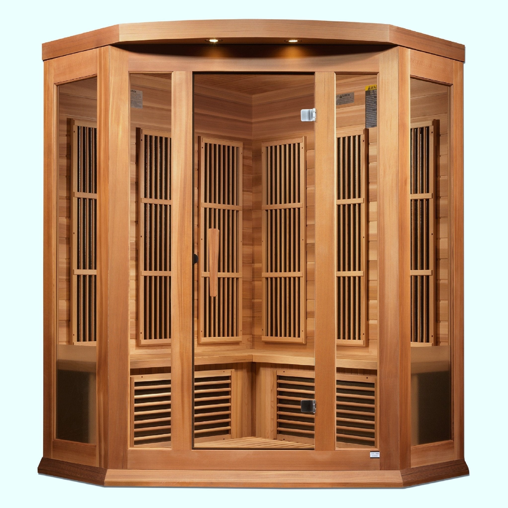 Maxxus 3-Person Corner Low EMF Far Infrared Sauna - Canadian Red Cedar Luxurious Home Wellness Oasis