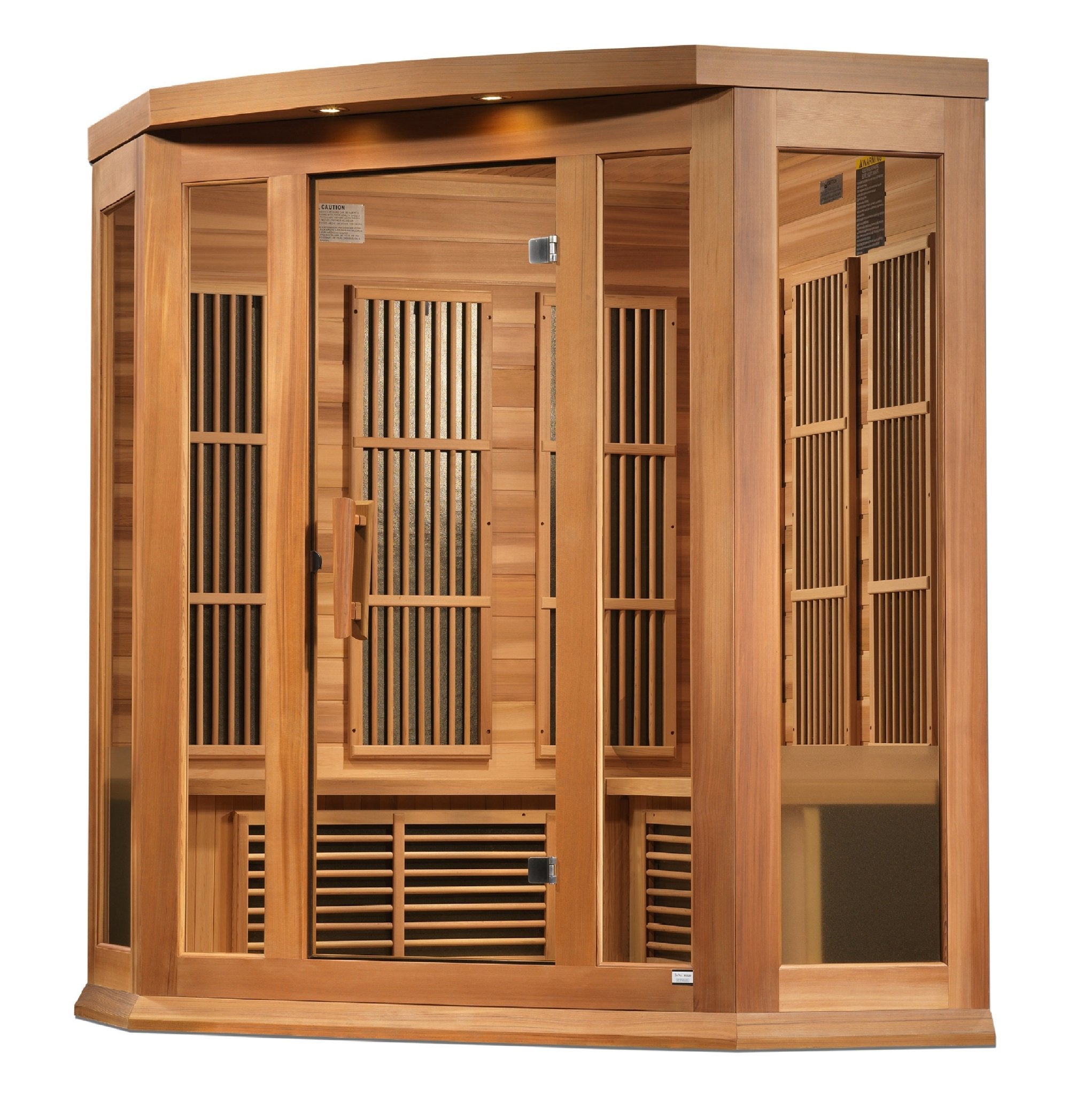 Maxxus 3-Person Corner Low EMF Far Infrared Sauna - Canadian Red Cedar Luxurious Home Wellness Oasis