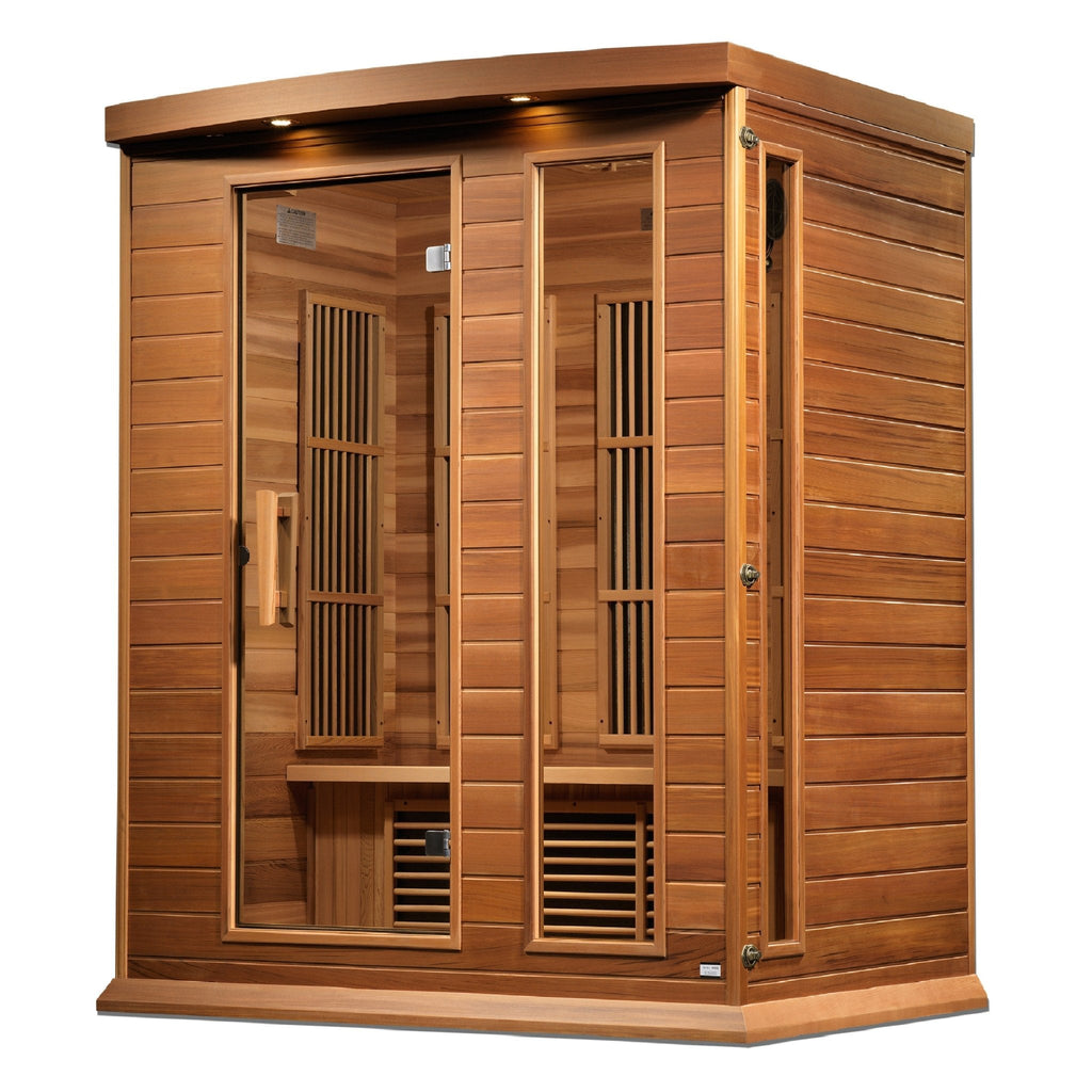 Maxxus 3-Person Low EMF FAR Infrared Sauna - Canadian Red Cedar |Deep Detox, Faster Recovery, At-Home Red Light Relaxation