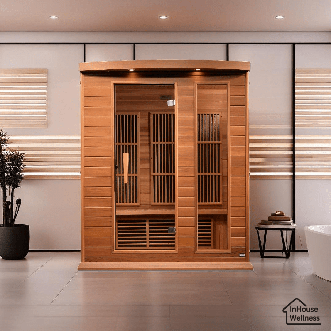 Maxxus 3-Person Low EMF FAR Infrared Sauna - Canadian Red Cedar |Deep Detox, Faster Recovery, At-Home Red Light Relaxation