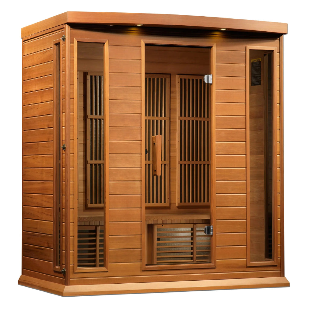 Maxxus "Chaumont Edition" FAR Infrared Sauna Corner Unit - 4 Person, Low EMF, Red Cedar
