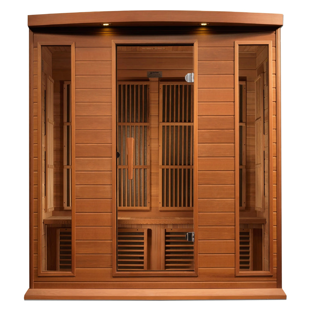 Maxxus "Chaumont Edition" FAR Infrared Sauna Corner Unit - 4 Person, Low EMF, Red Cedar