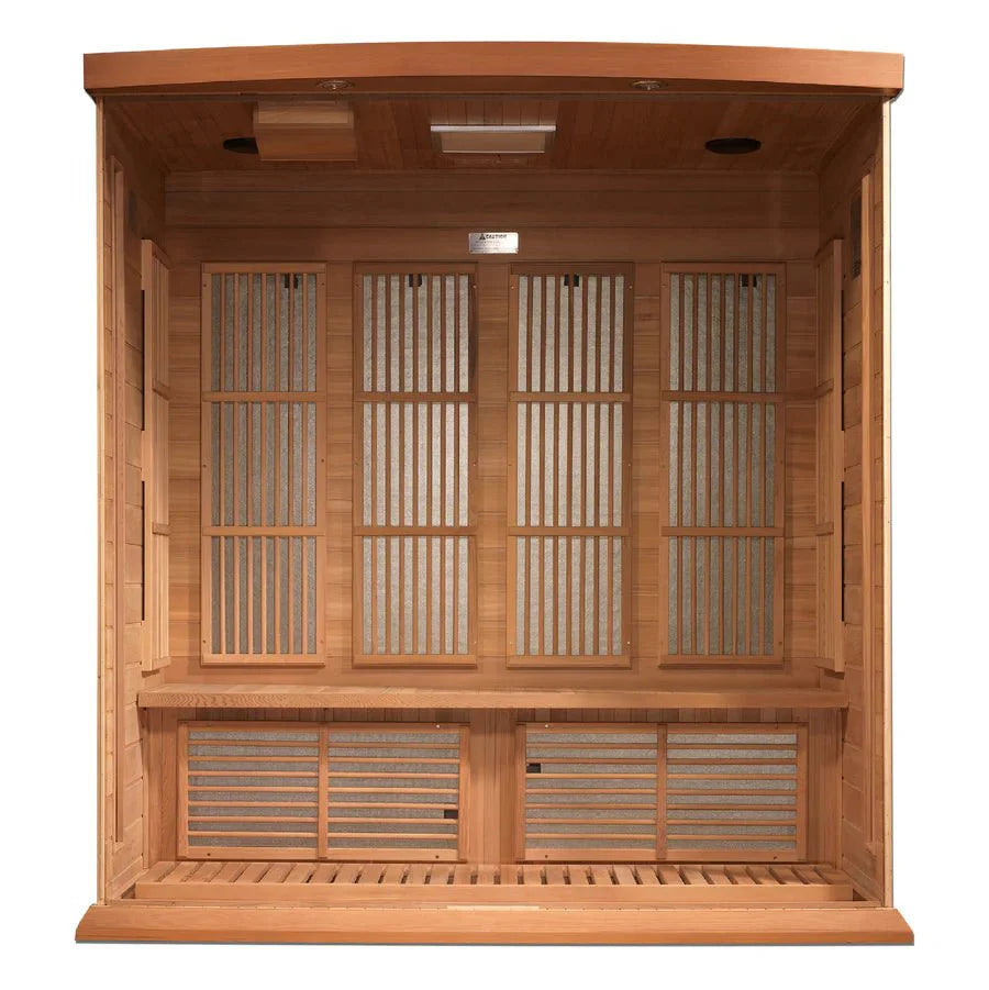 Maxxus "Chaumont Edition" FAR Infrared Sauna Corner Unit - 4 Person, Low EMF, Red Cedar
