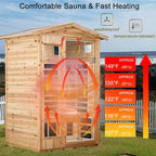 Premium 2-Person Indoor Outdoor Low EMF FAR-Infrared Hemlock Wood Personal Home Sauna Spa, 1750W