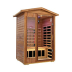 Deluxe 2‑Person Outdoor Mahogany Low EMF FAR Infrared Sauna – Bluetooth Audio & LED Chromotherapy