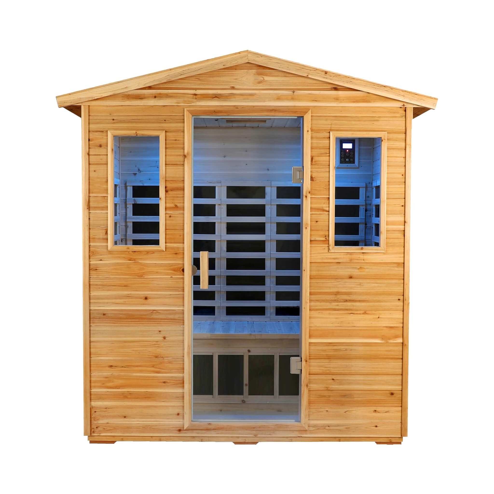Deluxe 3-Person Outdoor Full Spectrum Low EMF Infrared Home Sauna With Bluetooth Speakers And LED Reading Light