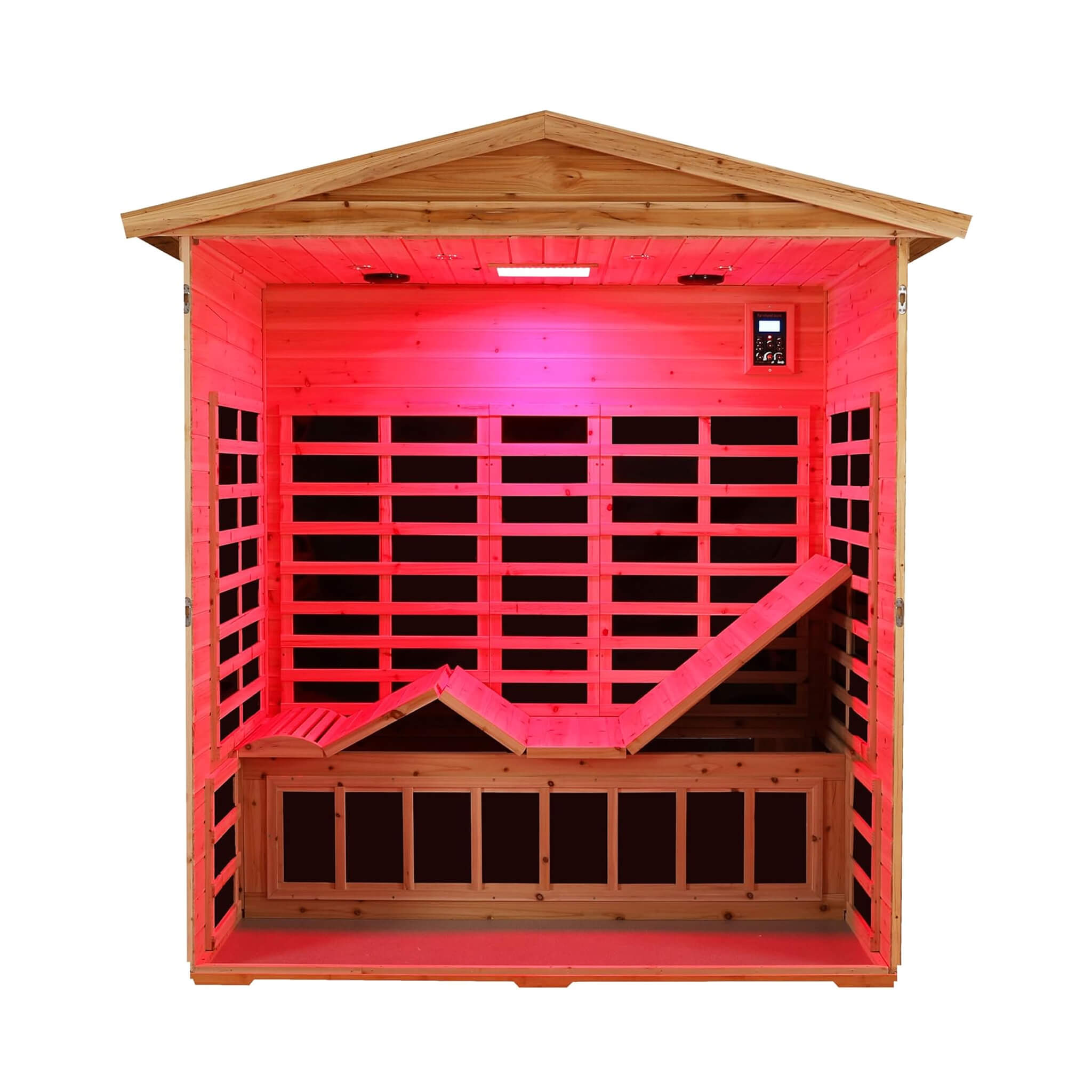 Deluxe 3-Person Outdoor Full Spectrum Low EMF Infrared Home Sauna With Bluetooth Speakers And LED Reading Light