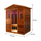 Luxury 3-Person Outdoor Mahogany Full Spectrum Ultra-Low EMF FAR Infrared Sauna With Chromotherapy And Bluetooth Speakers