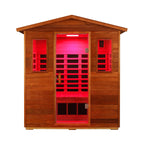 Luxury 3-Person Outdoor Mahogany Full Spectrum Ultra-Low EMF FAR Infrared Sauna With Chromotherapy And Bluetooth Speakers