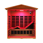 Luxury 3-Person Outdoor Mahogany Full Spectrum Ultra-Low EMF FAR Infrared Sauna With Chromotherapy And Bluetooth Speakers