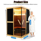 Premium Large 2-Person V-Shaped FAR Infrared Sauna Room With Double Glass Doors, 1980W