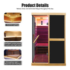 Premium Large 2-Person V-Shaped FAR Infrared Sauna Room With Double Glass Doors, 1980W