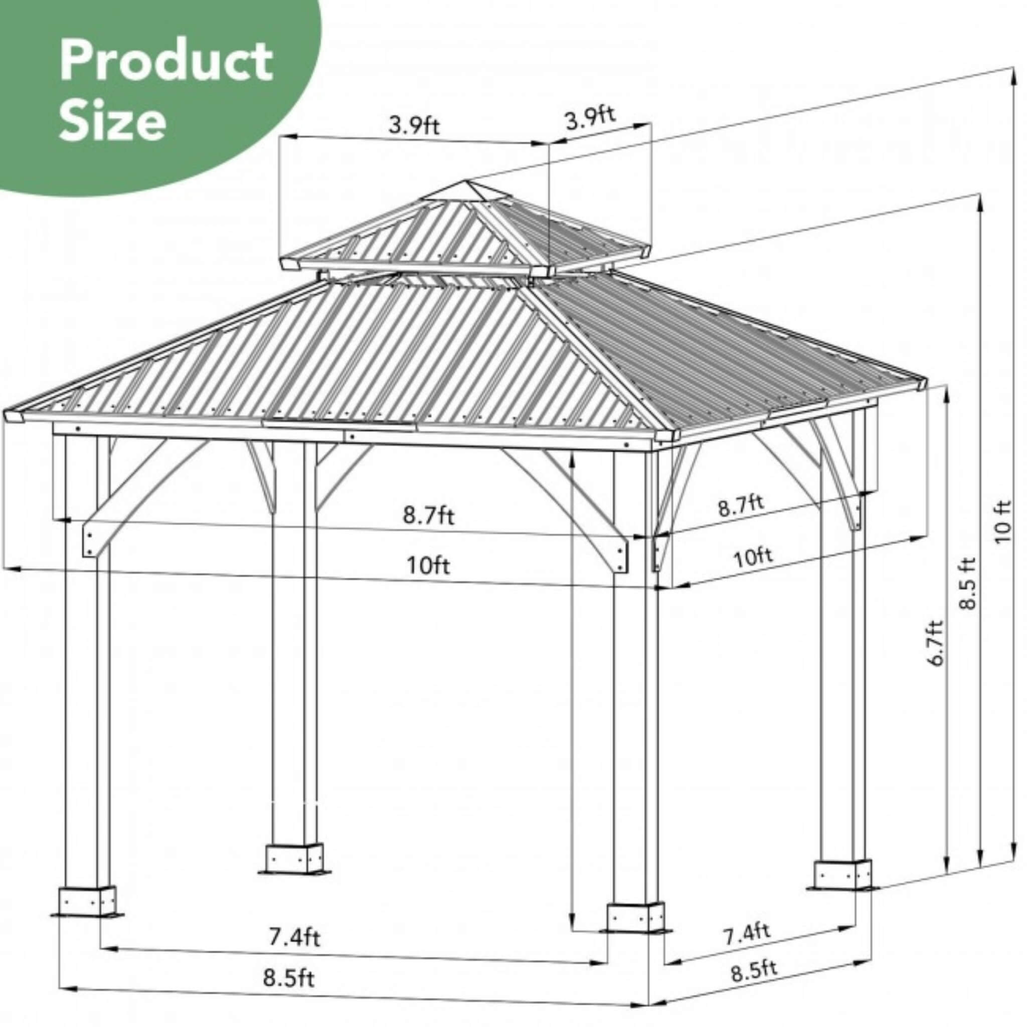 Premium Outdoor Patio Hardtop Gazebo W/ Double Steel Roof