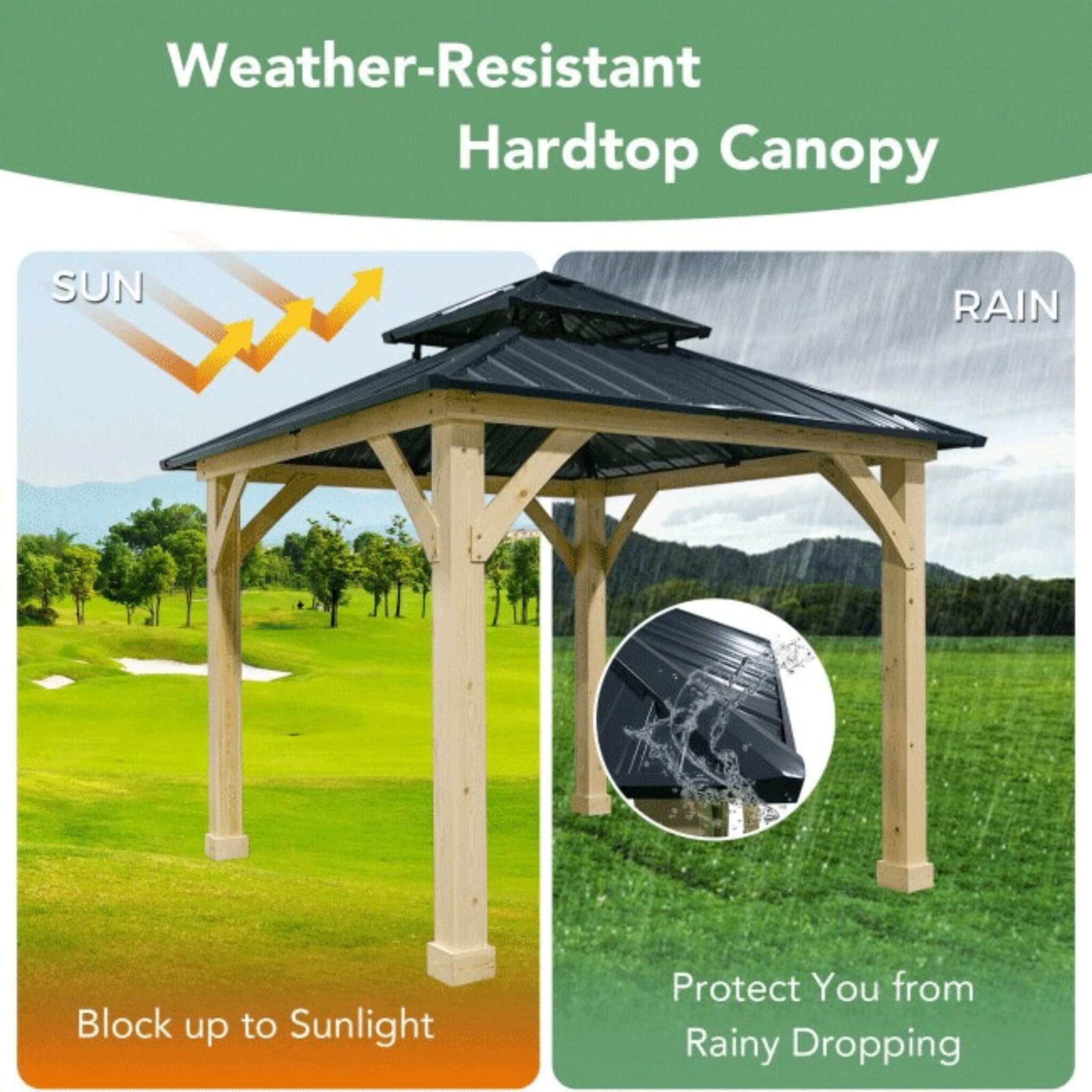 Premium Outdoor Patio Hardtop Gazebo W/ Double Steel Roof
