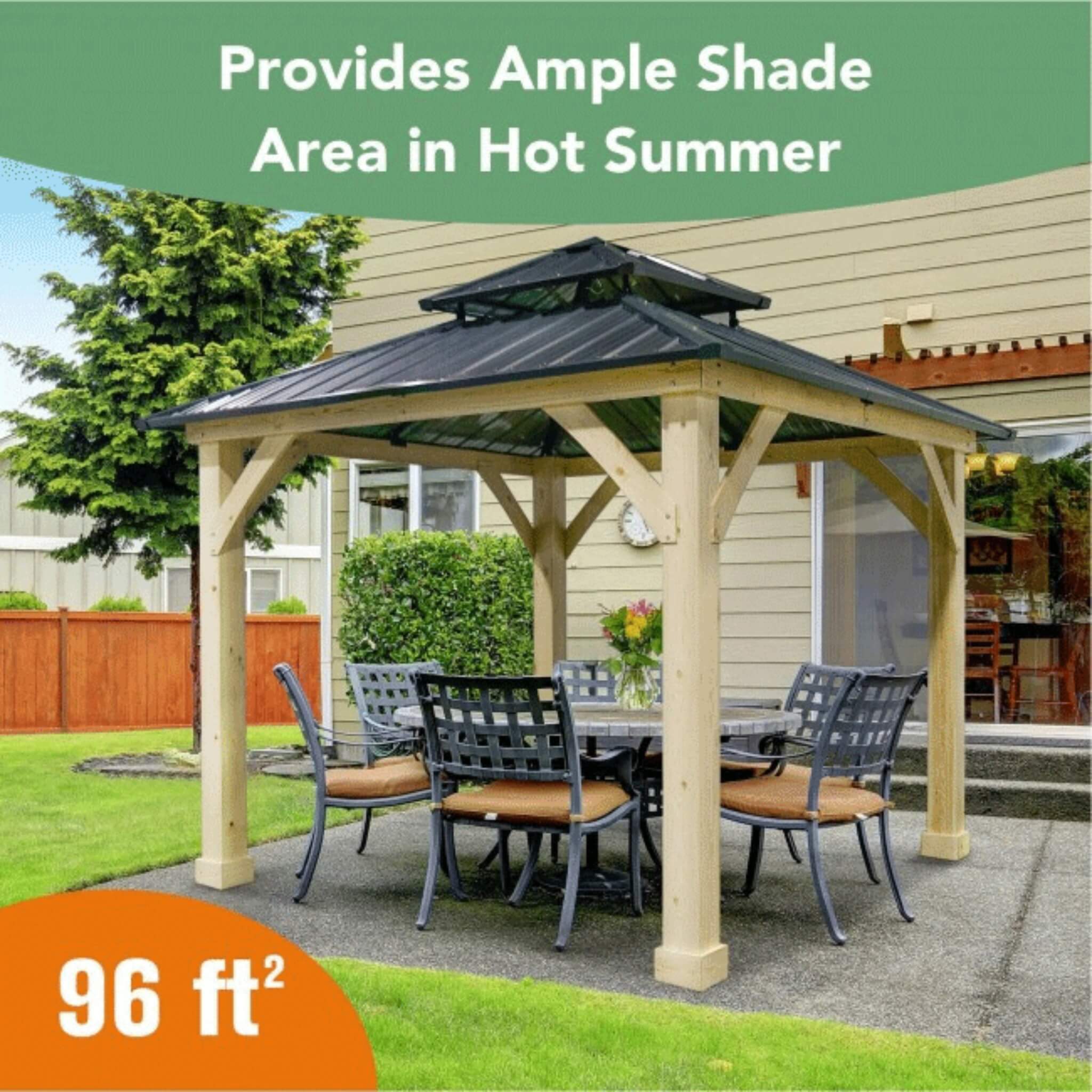 Premium Outdoor Patio Hardtop Gazebo W/ Double Steel Roof