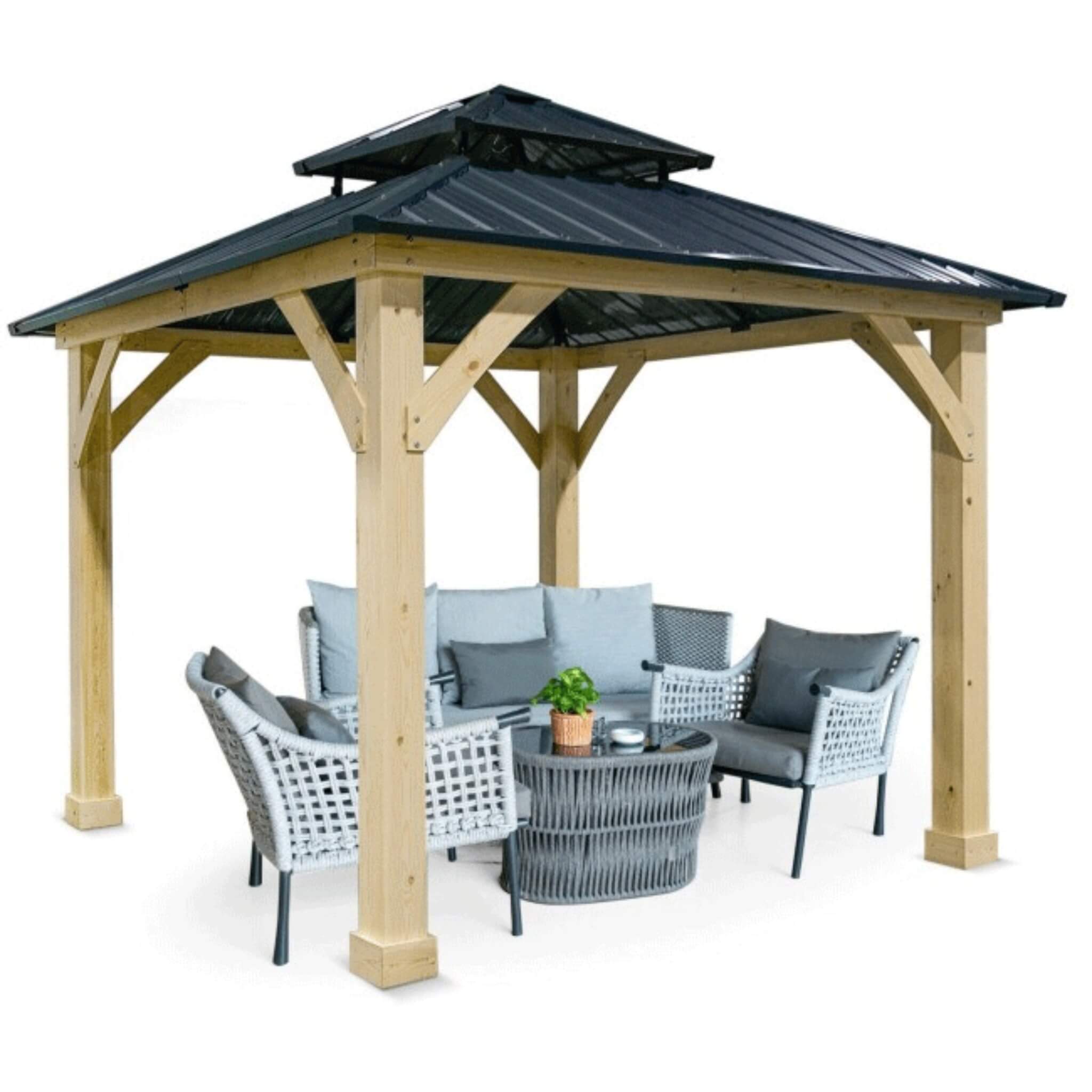 Premium Outdoor Patio Hardtop Gazebo W/ Double Steel Roof