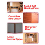 Premium 1-Person Outdoor Red Cedar Infrared Sauna With Low EMF, Chromotherapy And Bluetooth