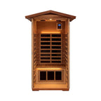 Premium 1-Person Outdoor Red Cedar Infrared Sauna With Low EMF, Chromotherapy And Bluetooth