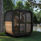 SaunaLife 3-Person Cube-Series Luxury Wooden Outdoor Home Sauna Kit