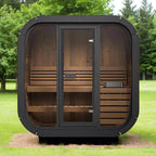 SaunaLife 3-Person Cube-Series Luxury Wooden Outdoor Home Sauna Kit
