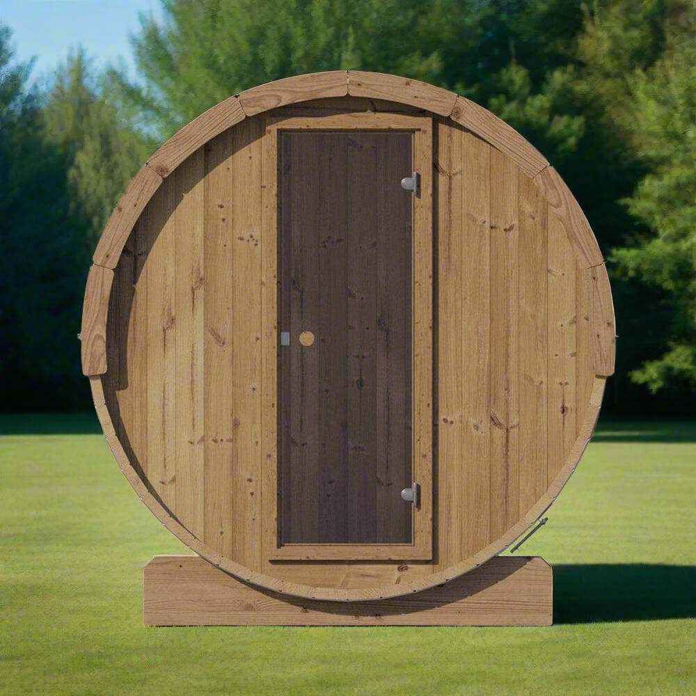SaunaLife Ergo Series 6-Person Outdoor Thermo-Spruce Sauna Barrel