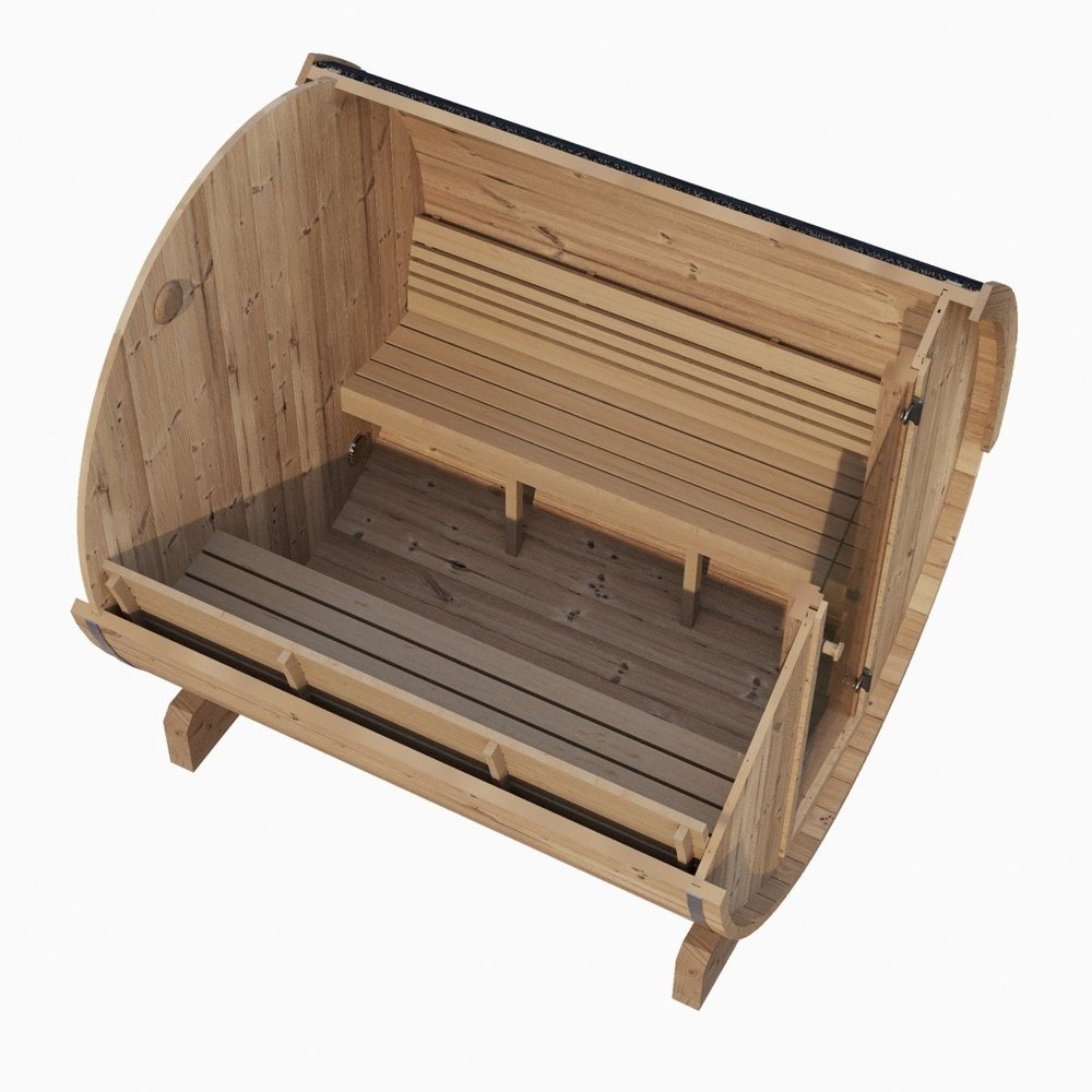 SaunaLife Ergo Series 6-Person Outdoor Thermo-Spruce Sauna Barrel