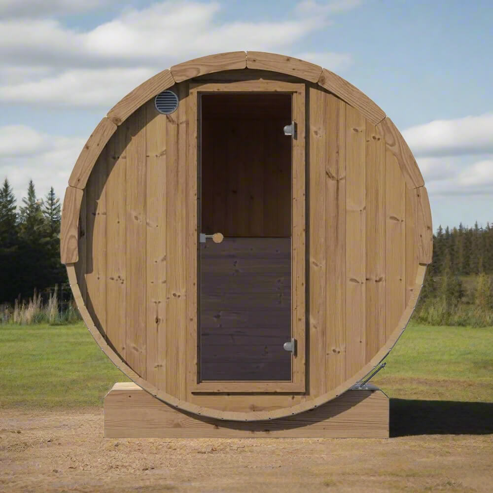 SaunaLife Ergo Series 6-Person Outdoor Thermo-Spruce Sauna Barrel