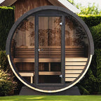 SaunaLife Ergo Series 4-Person Outdoor Sauna Barrel With Tempered Glass Front