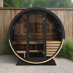 SaunaLife Ergo Series 4-Person Outdoor Sauna Barrel With Tempered Glass Front