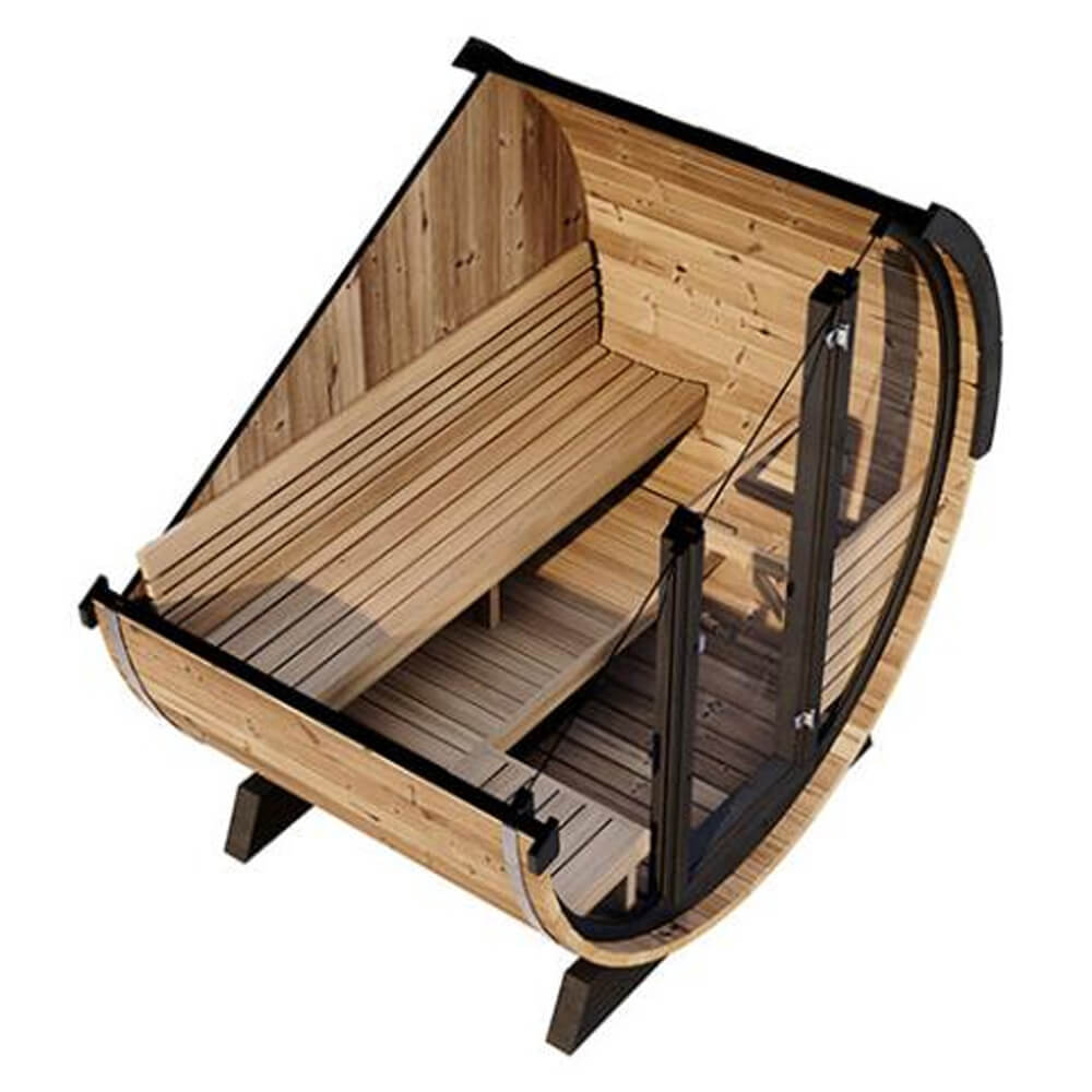 SaunaLife Ergo Series 4-Person Outdoor Sauna Barrel With Tempered Glass Front