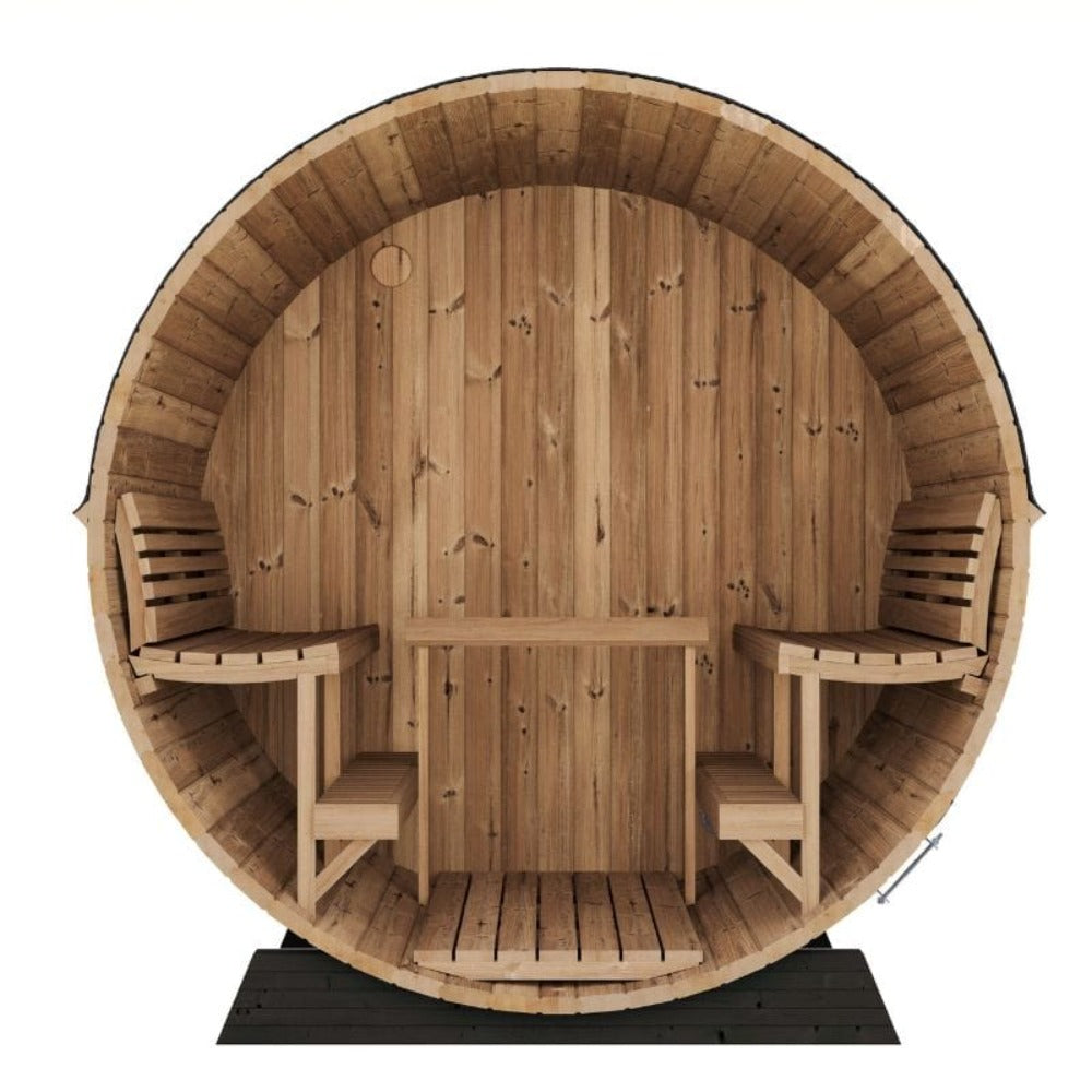 SaunaLife Ergo Series 6-Person Outdoor Sauna Barrel With Tempered Glass Front