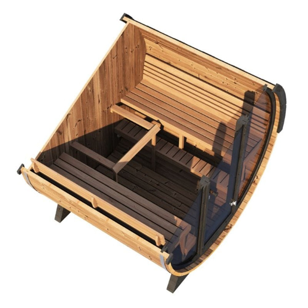 SaunaLife Ergo Series 6-Person Outdoor Sauna Barrel With Tempered Glass Front