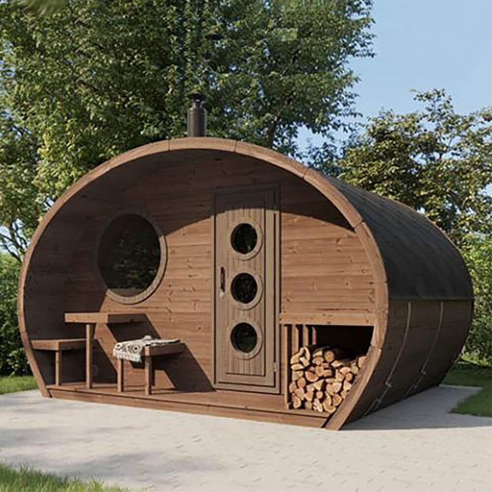 SaunaLife 8-Person Garden-Series Luxury Wooden Outdoor Home Sauna Kit