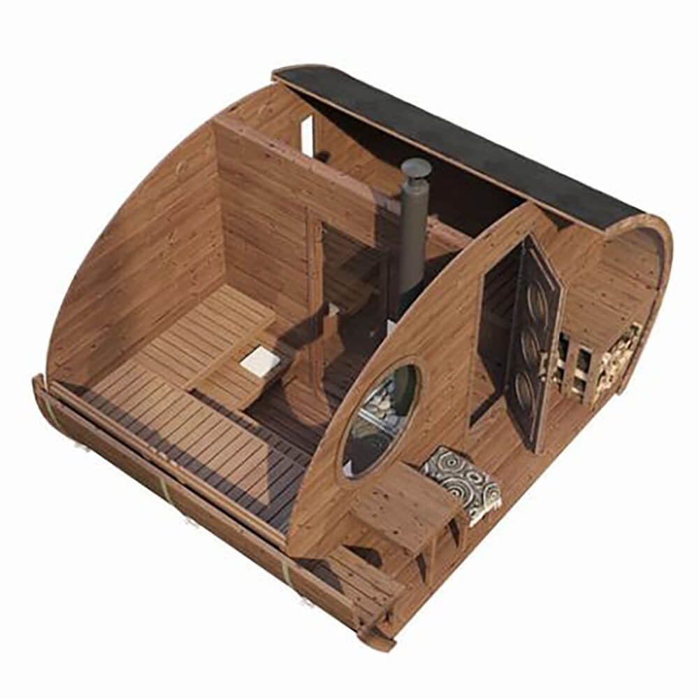 SaunaLife 8-Person Garden-Series Luxury Wooden Outdoor Home Sauna Kit