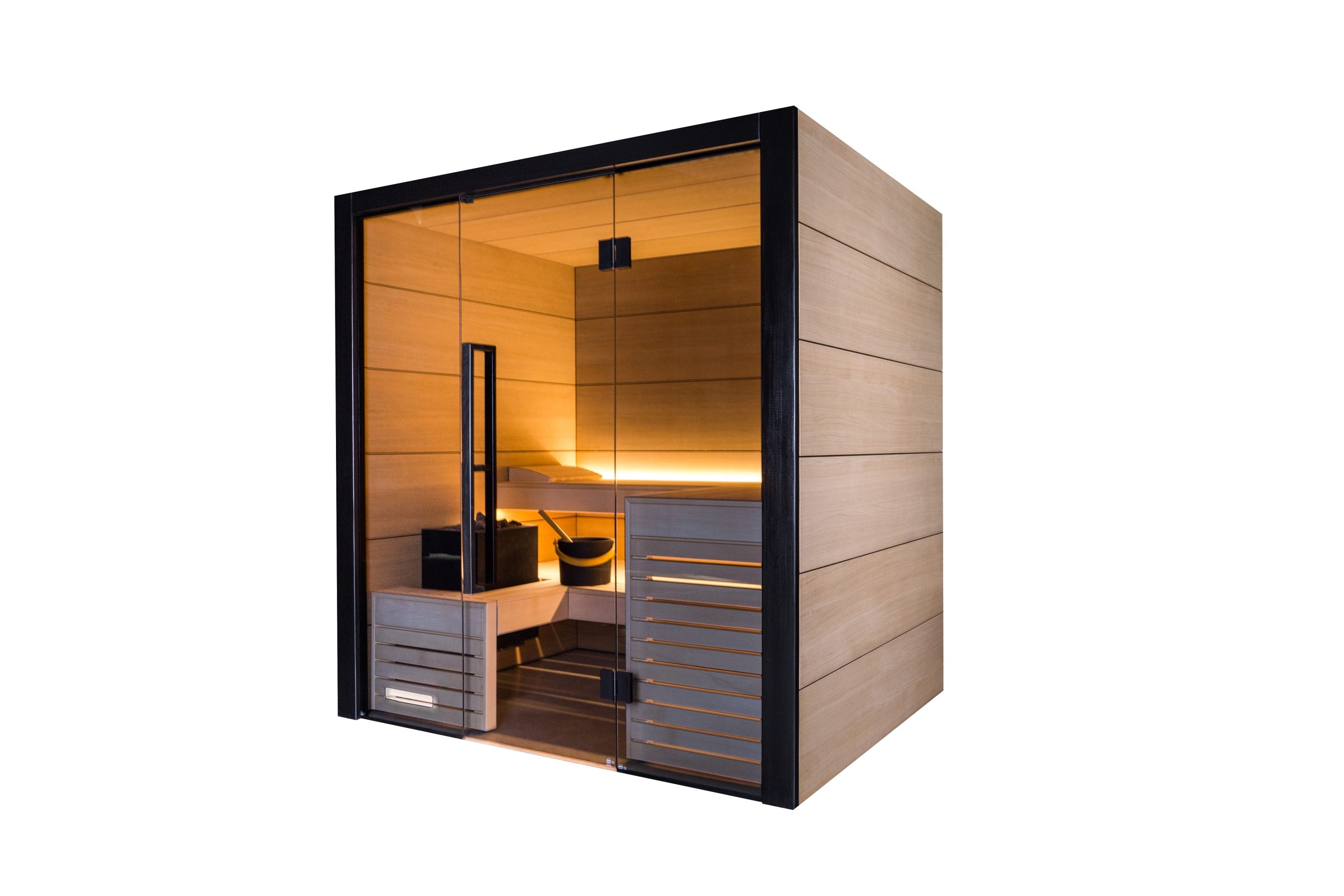 ThermaSol Fuji - Onyx Trim/Oak Hardwood, 2-5 Person, Indoor Sauna