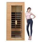 1-Person Indoor Low EMF FAR Infrared Heat Hemlock Wood Personal Home Spa Sauna, 1200W