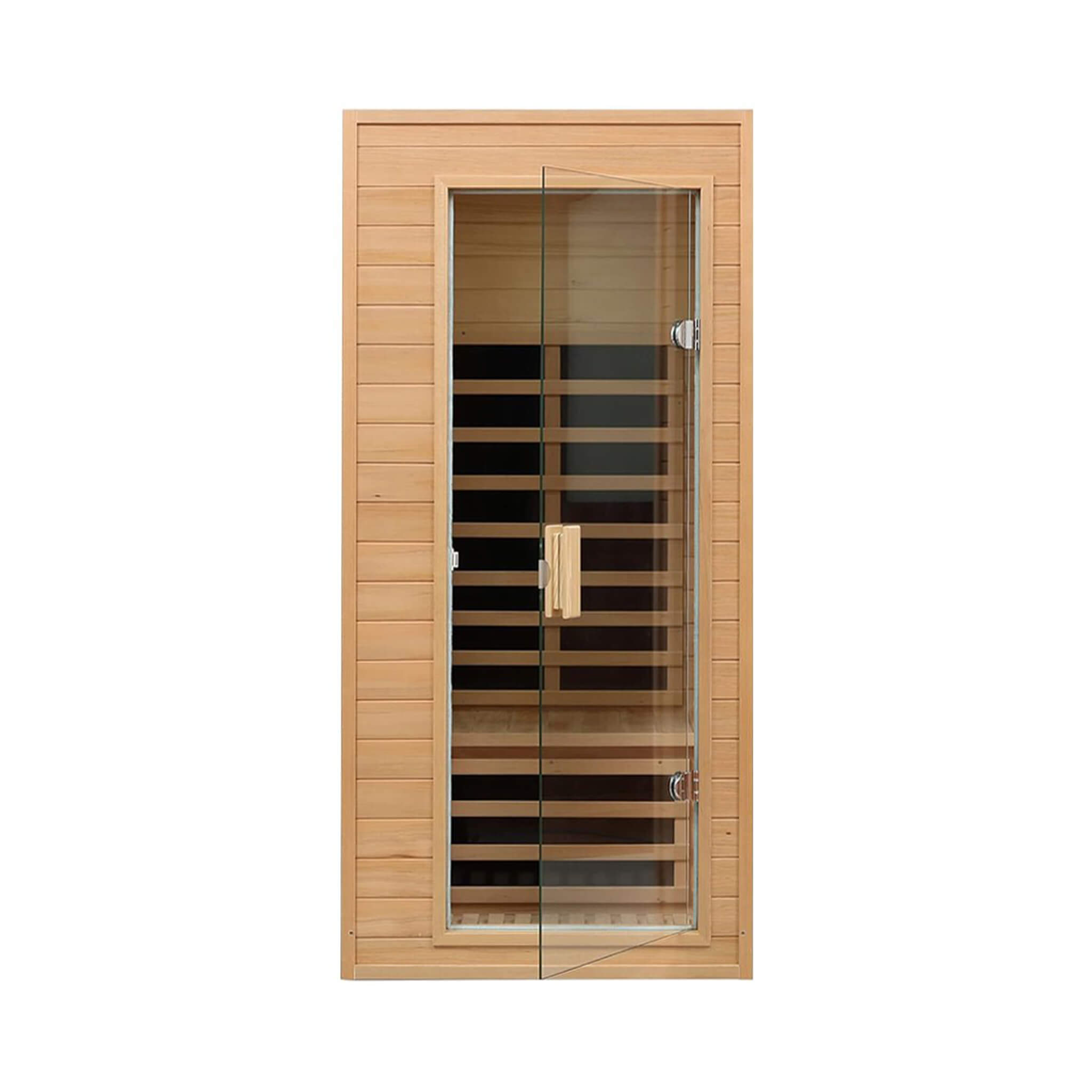 1-Person Indoor Low EMF FAR Infrared Heat Hemlock Wood Personal Home Spa Sauna, 1200W