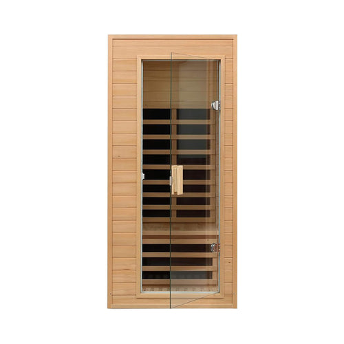 1-Person Indoor Low EMF FAR Infrared Heat Hemlock Wood Personal Home Spa Sauna, 1200W